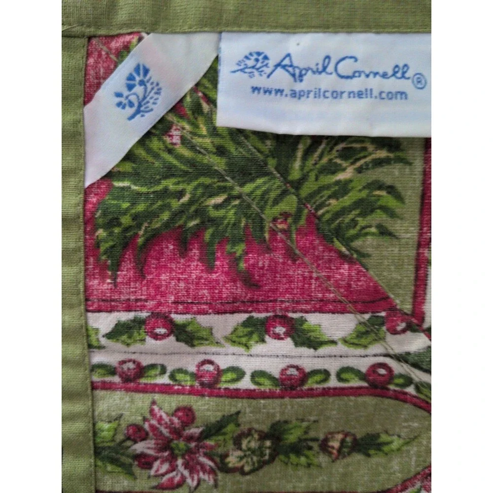 April Cornell Xmas Tree Tablecloth Batik Block Print  60x82  Paisley 100% Cotton